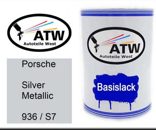 Porsche, Silver Metallic, 936 / S7: 500ml Lackdose, von ATW Autoteile West.